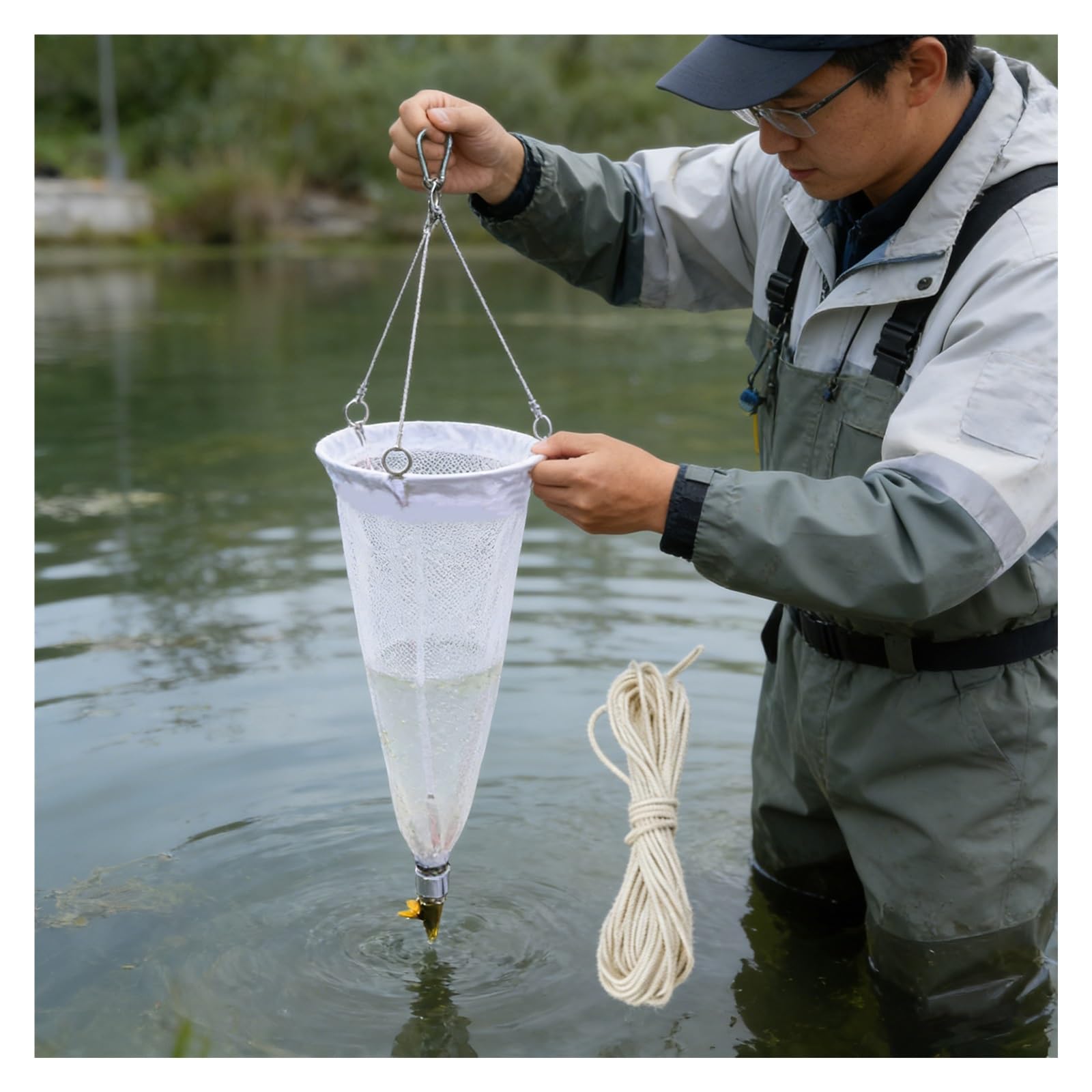 Rete Plankton Rete per plancton da 125/200 maglie, rete da traino per plancton da esterno 13/25#, campionamento di organismi acquatici(125 Mesh)