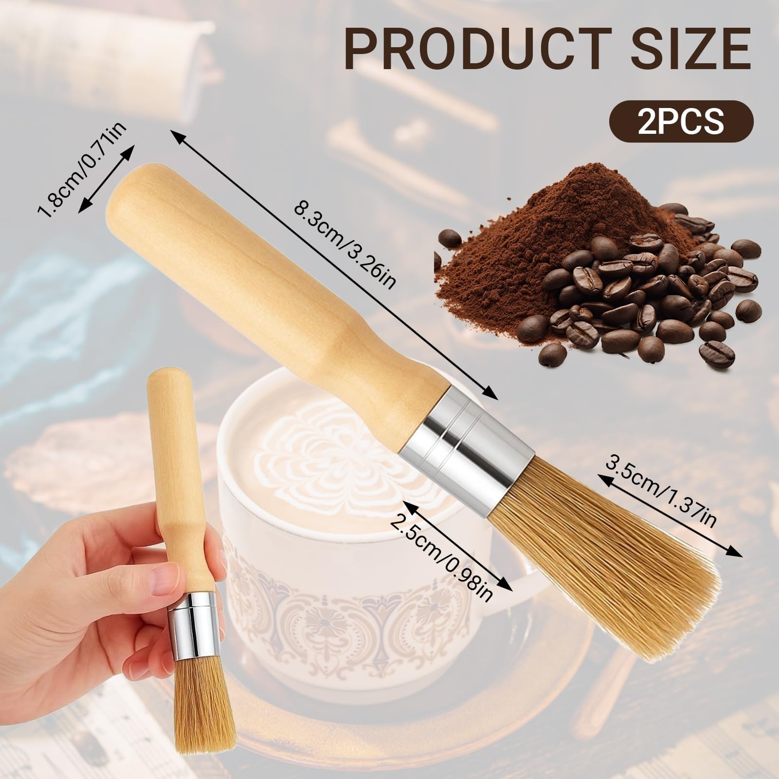 VIENESSO Barista borstel voor koffiemolen, zeefhouder en koffieaccessoires, elegante koffieborstel met houten handvat en vaste borstelharen Barista e-book (bruin, 18 VIENESSO Barista borstel voor koffiemolen, zeefhouder en koffieaccessoires, elegante koffieborstel met houten handvat en vaste borstelharen Barista e-book (bruin, 18