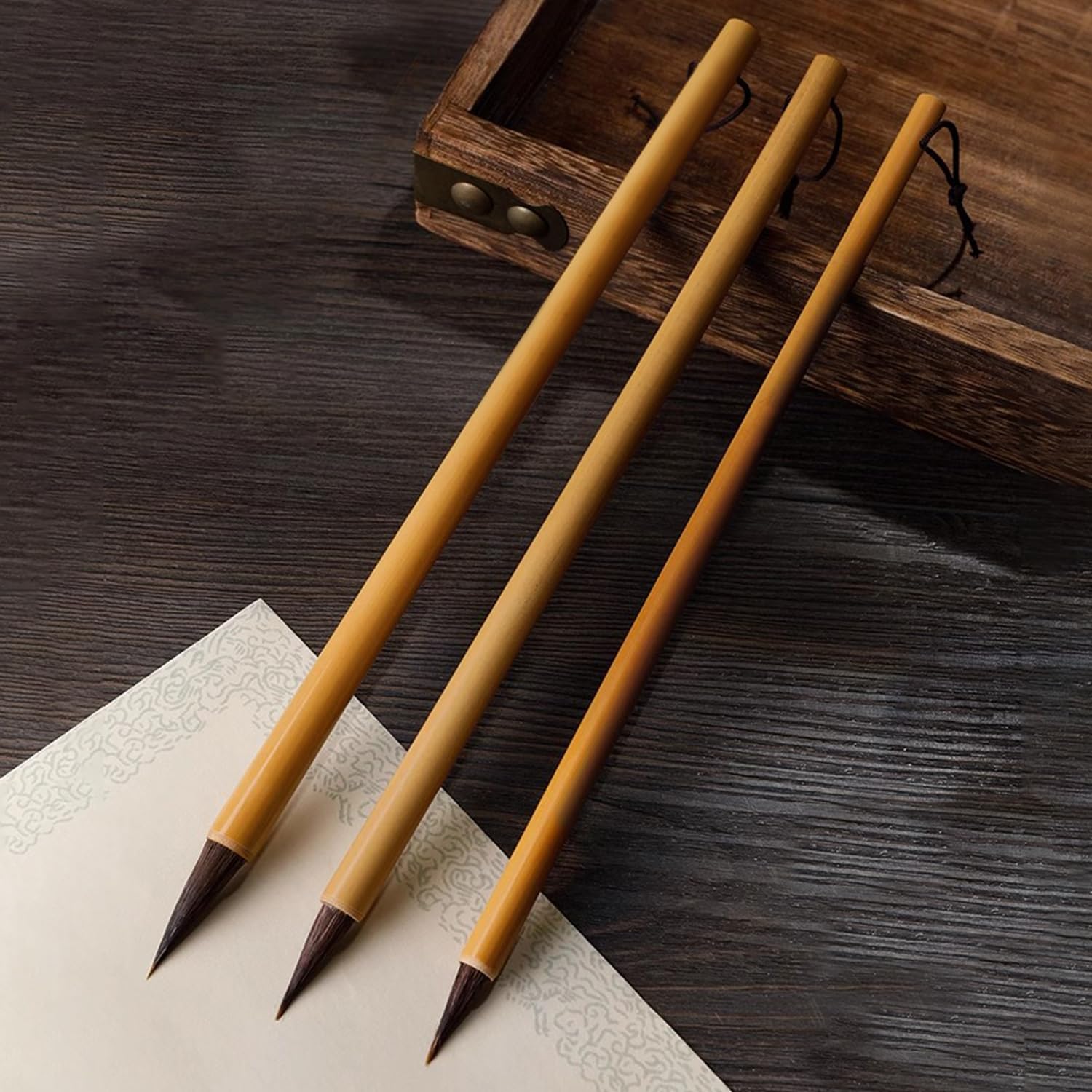 Flmouce Chinese Calligraphy Brush Set for Writing, Drawing, Ink Brushes, Japanese Kanji Sumi Brush Pen (WolfSeries 3pcs)