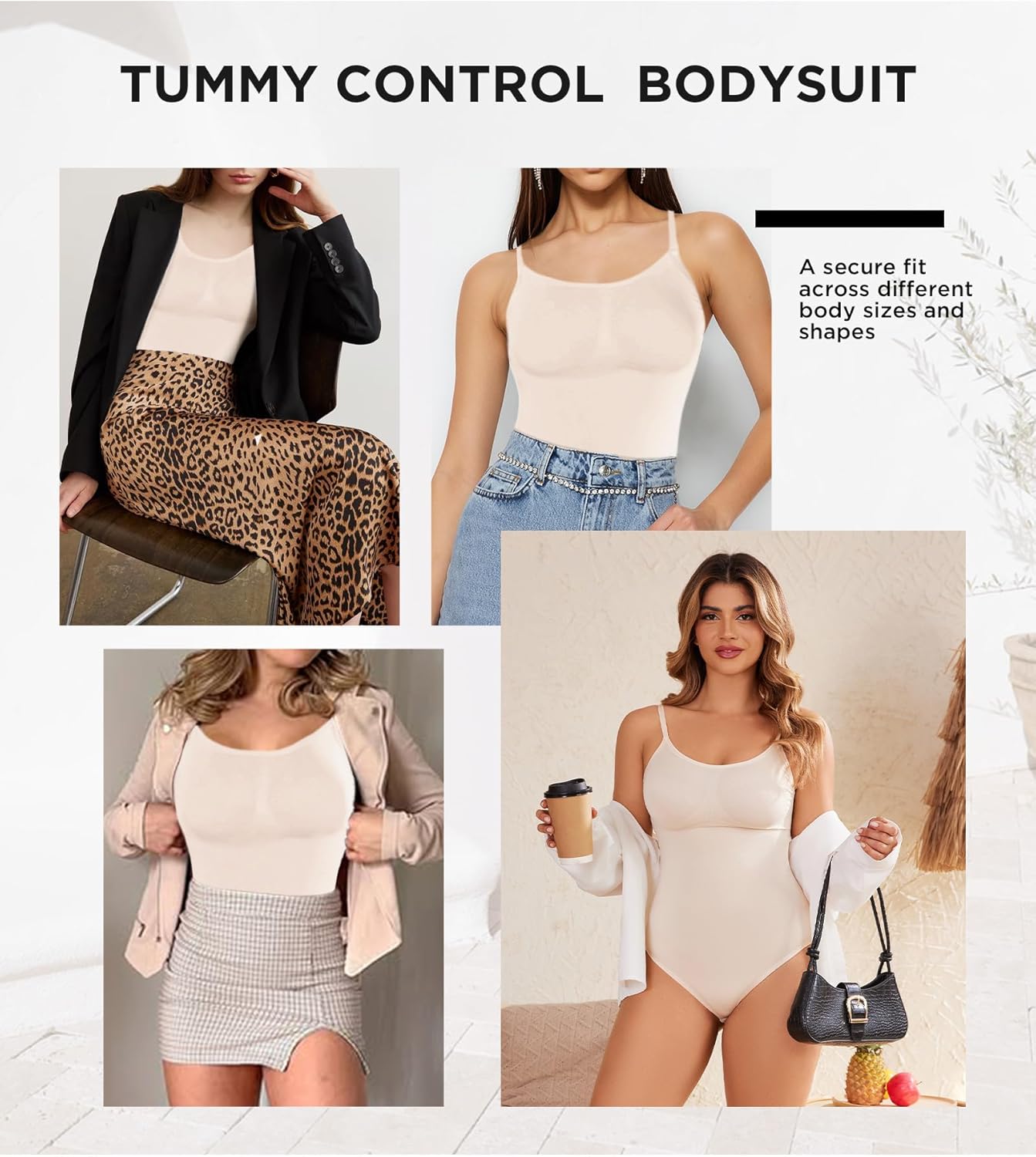 Shapewear Tummy Control for Women Seamless Bodysuit with Adjustable Straps Body Shaper Suits - Image 5