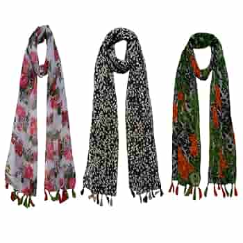 Buy Printed Designer Set of 3 Mullticoloured stoles ; Trendy Buy Printed Designer Set of 3 Mullticoloured stoles ; Trendy