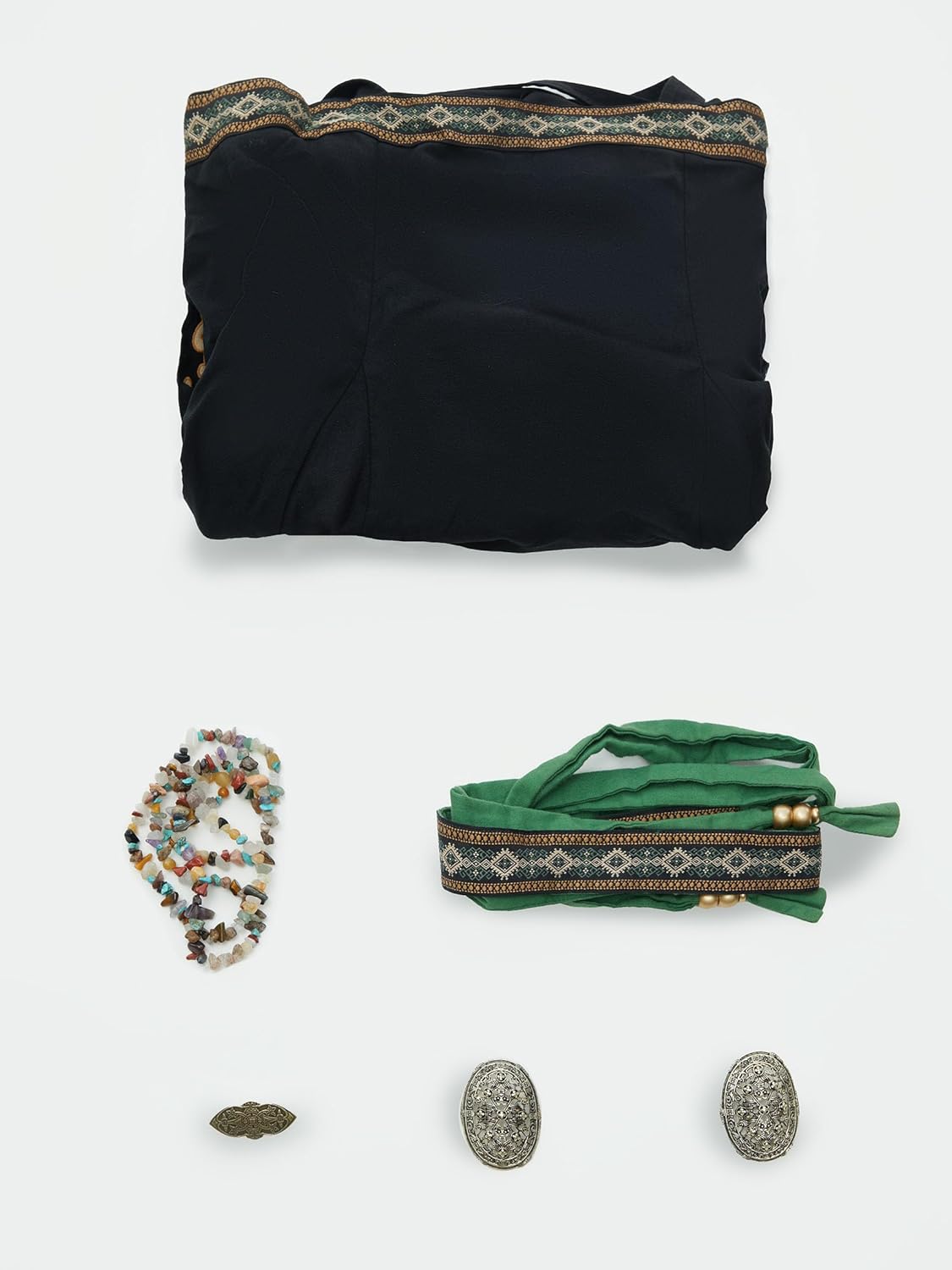 miccostumes Women's Viking Apron Retro Dress Medieval Costume Linen Blend Overdress Brooch With Belt - Image 7