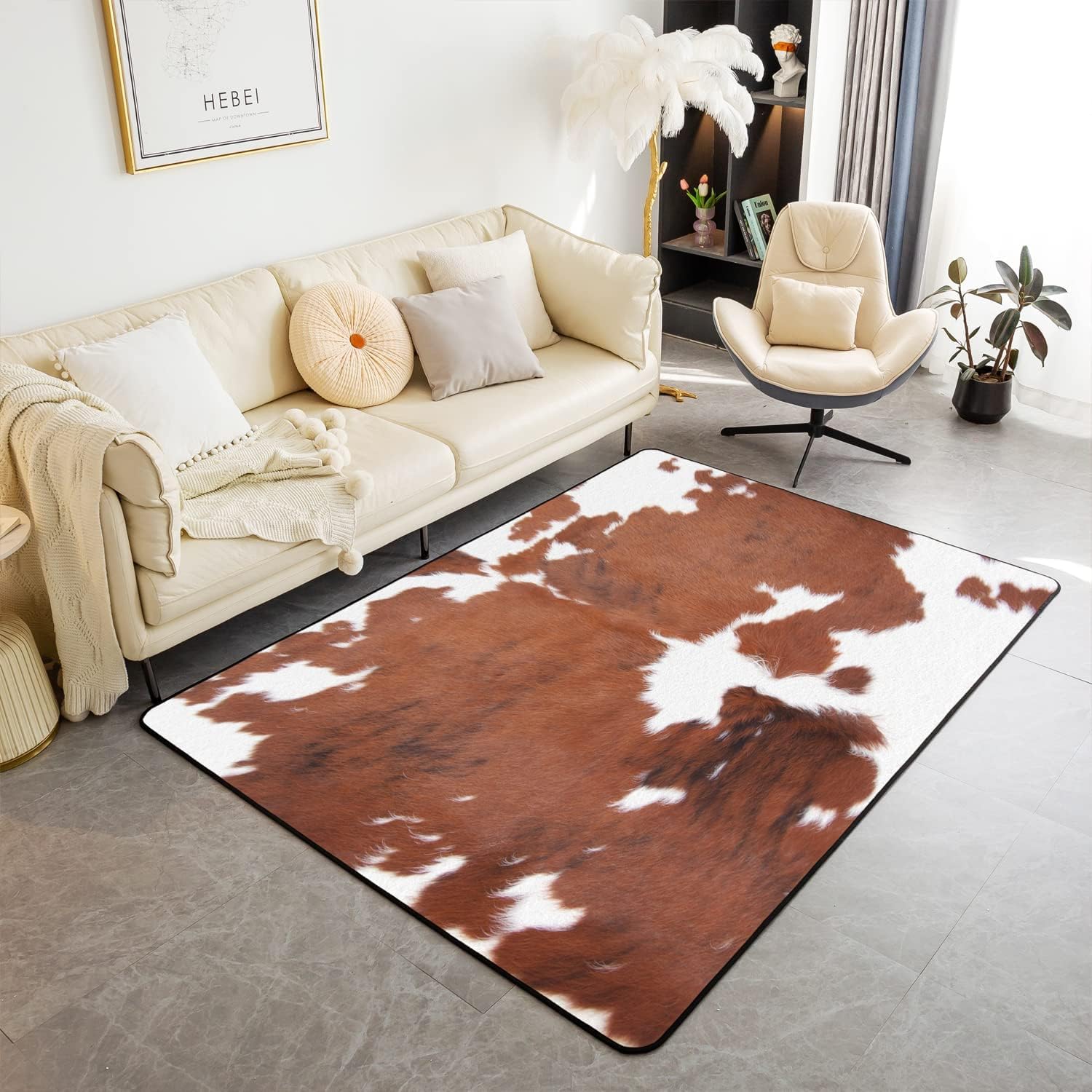 Tapis de salon 3D texture animale 120x160 cm, grand tapis de sol soft et antidérapant moderne