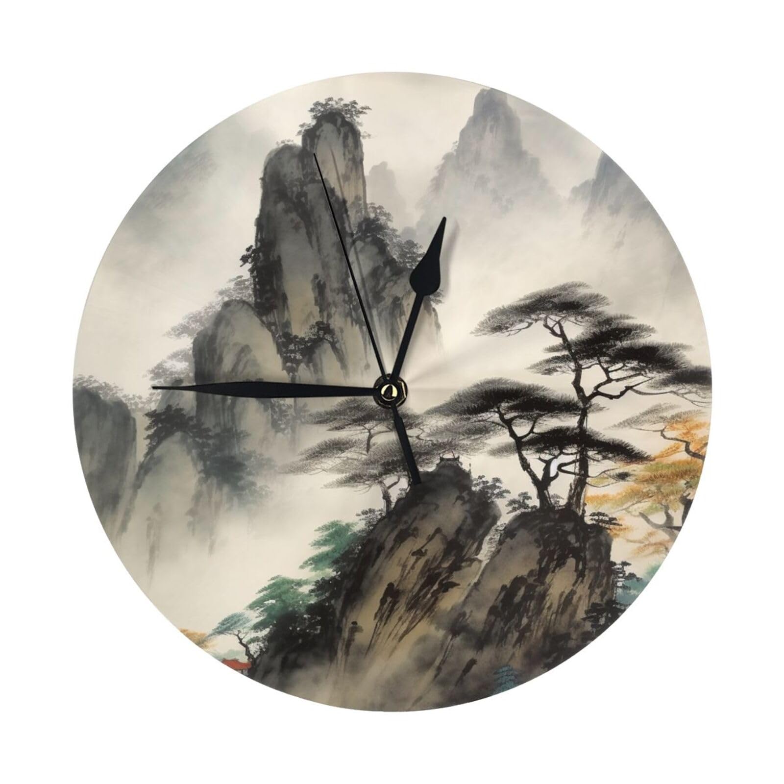 Horloge murale ronde sans tic-tac Kururi à grand cadran silencieux pour salon