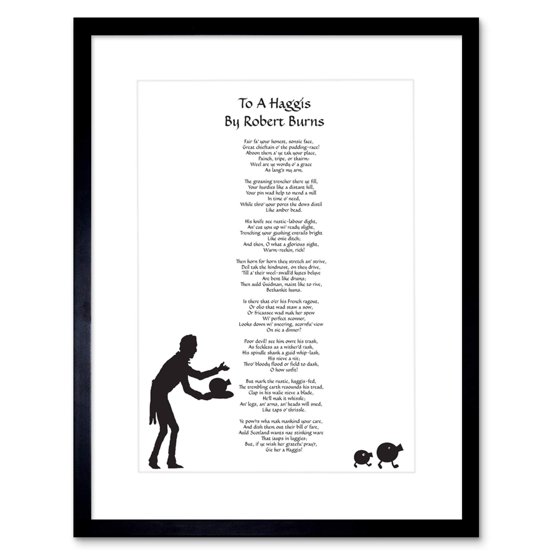 Artery8 Framed Print - To A Haggis Robert Burns Scotland Edinburgh - White - 12x16"
