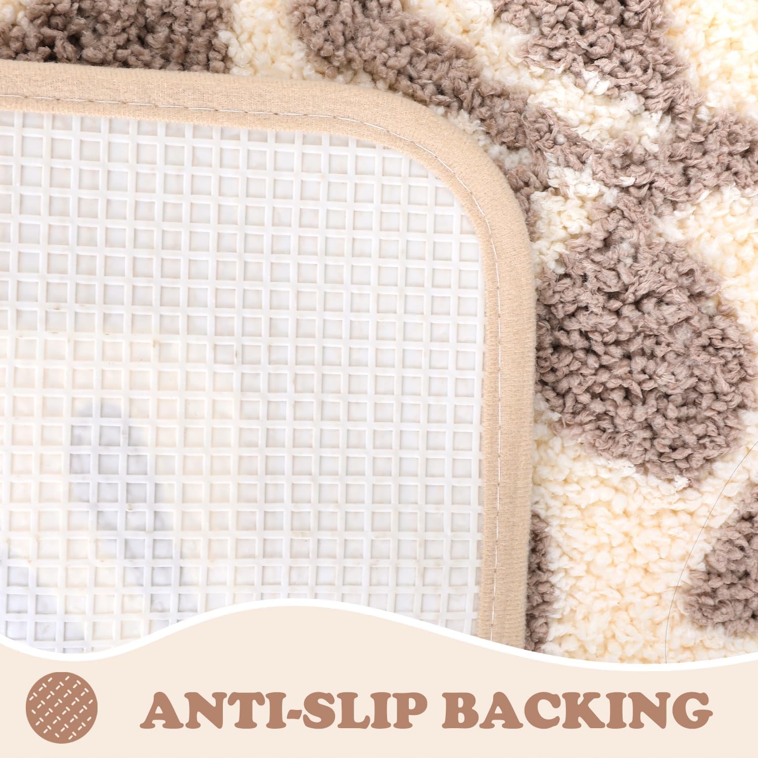 Leaf Pattern Bath Rugs Mat - Extra Thick Bathroom Rug, Non-Slip Soft Plush Mat for Bathroom and Bedroom, Machine Washable, Light Brown, 20" x 31" (50 x 80 cm)