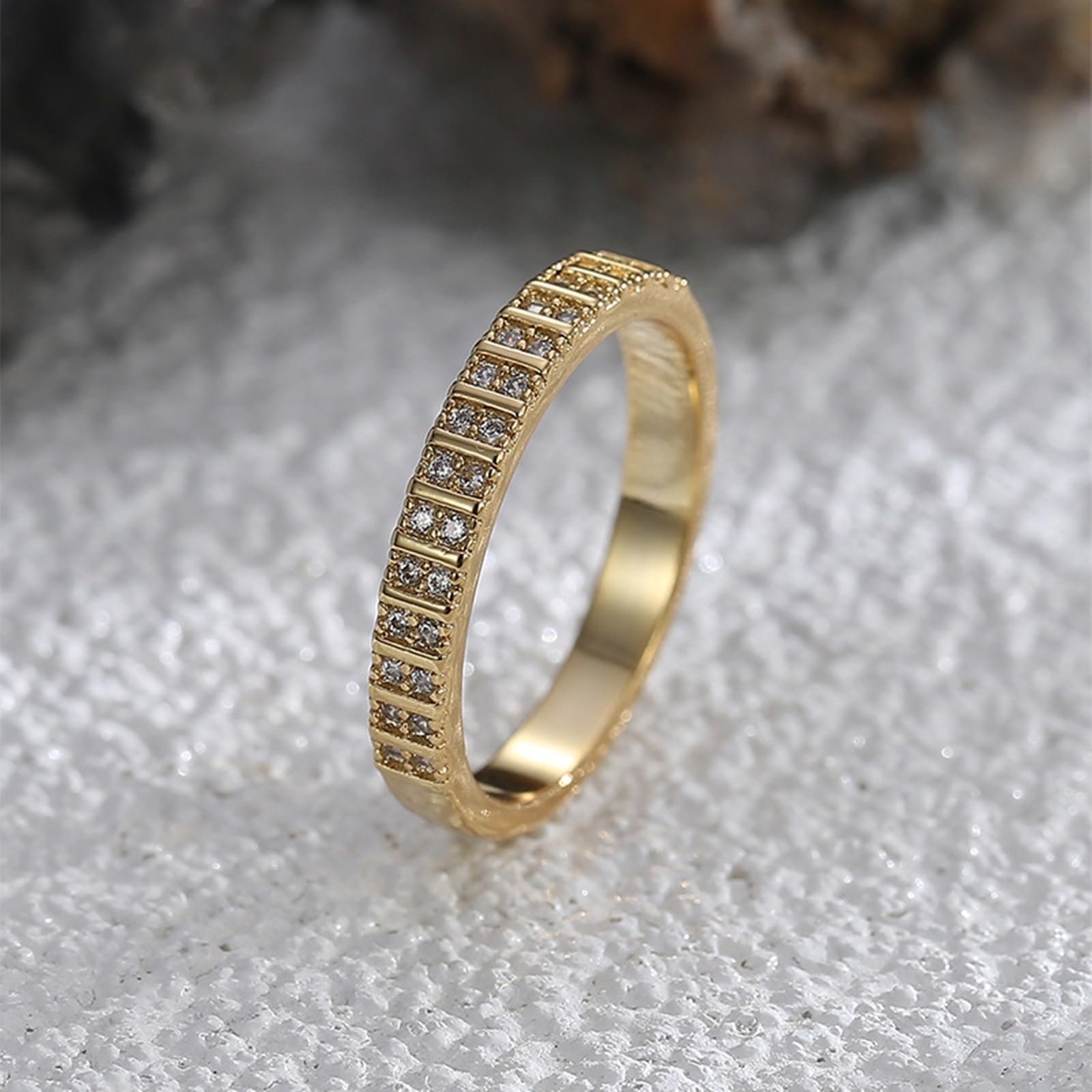 Damski pierścionek z prawdziwego złota 9K / 14K / 18K żółte złoto pierścionek ślubny elegancki z moissanit