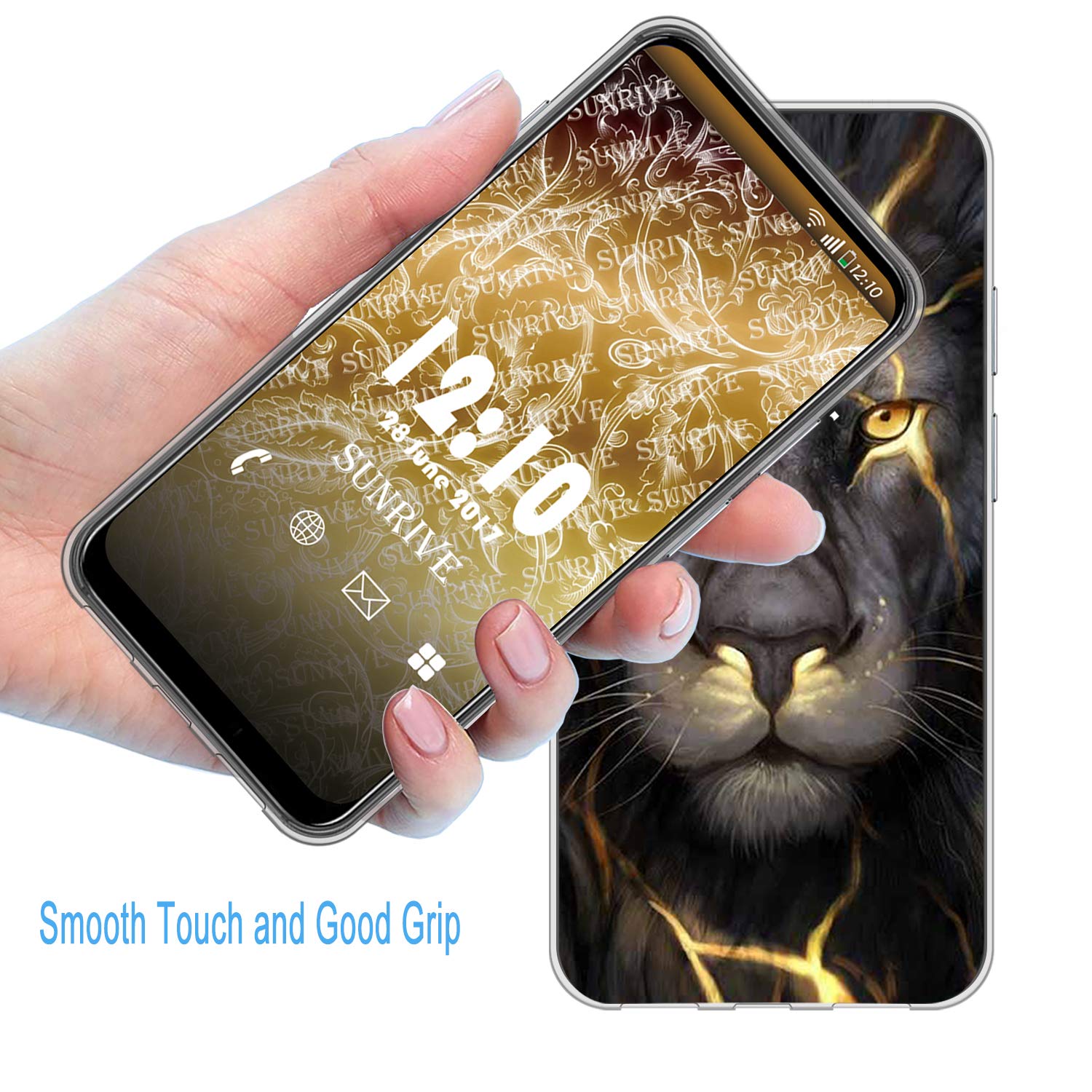 Sunrive Cover compatibile con Realme C11 (2021), Custodia Case in molle Trasparente silicone Morbida Flessibile Antigraffio protettiva back custodie (Q Lupo 4