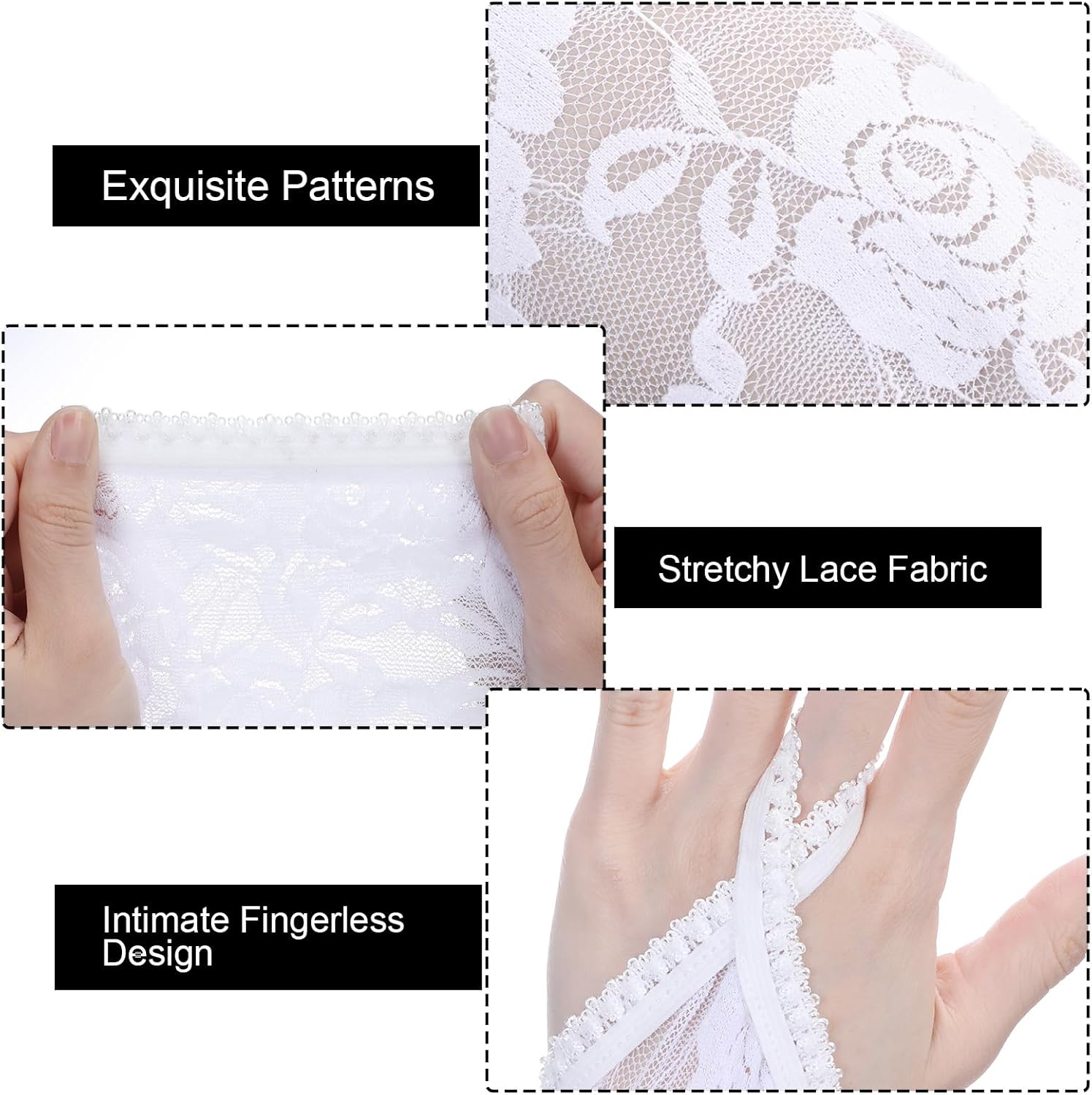 Yolev Fingerless Lace Gloves For Women Elbow Length Elegant Floral Long Lace Gloves For Opera 20s Wedding Tea Party Cosplay - Image 3