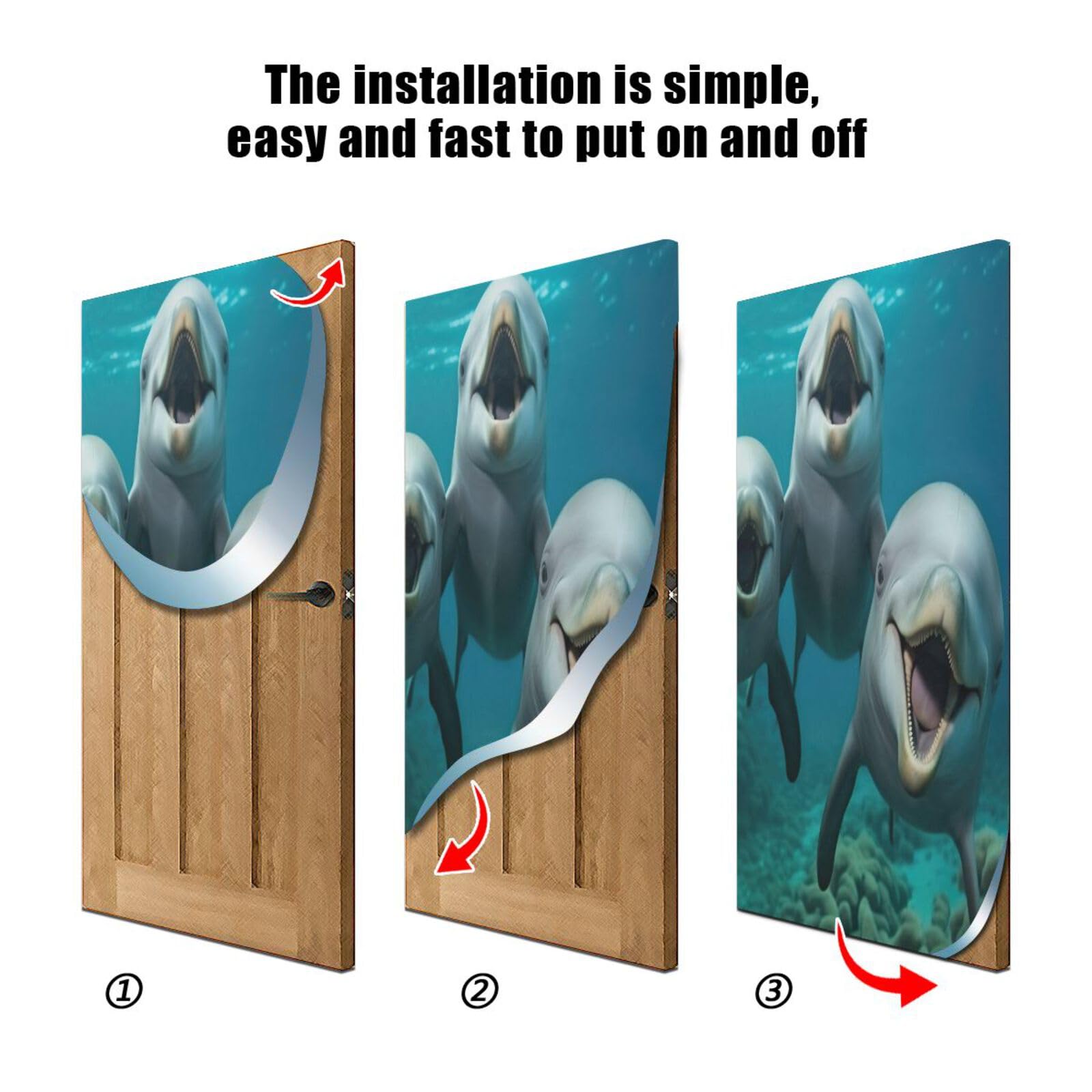 FLildon Cute Dolphins Door Cover Decoration, Party Accessory Porch Decor for Festive Ornament Room Door Covers 32 x 79 Inch