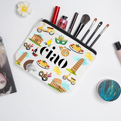 Miniatura 3 de WZJHCL Bolsa de maquillaje Italy Trip - Kit cosmético de recuerdo italiano para regalo de vacaciones y viajes, Ciao, Moda