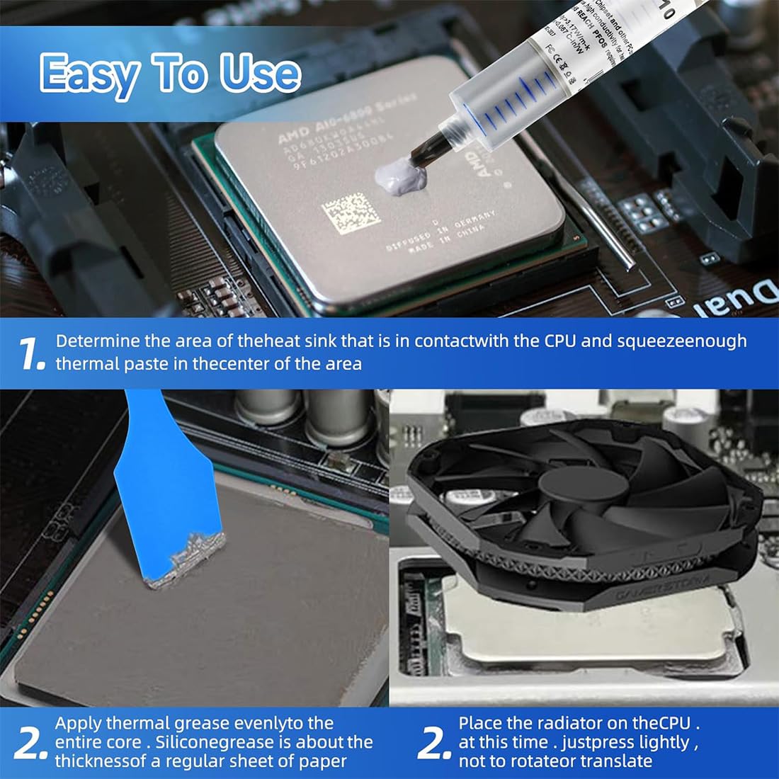 4 Pezzi HY-510 Wärmeleitpaste für Kühler, Pasta Termica Compound per Raffreddatori, Kühlkörperpaste Grafikkarte CPU Wärmeleitpaste CPU Wärmeleitpaste PC kühlpaste Leitpaste Thermal Paste