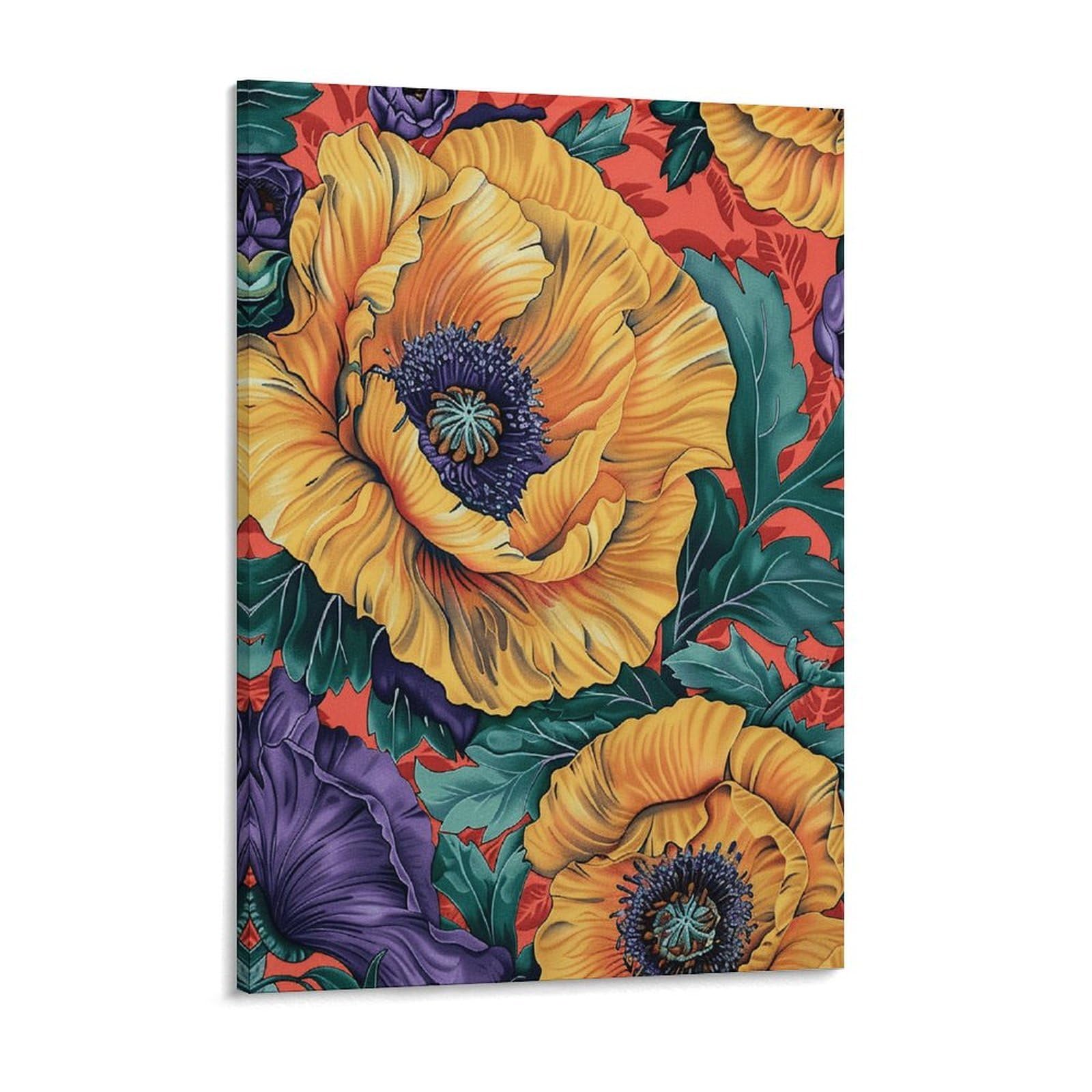 Purple And Green Leaves Canvas Wall Art for Bedroom 18x24inch Canvas Prints Artwork for Walls Modern Picture Artwork Painting for Living Room Aesthetic Wall Paintings for Bathroom Kitchen Off