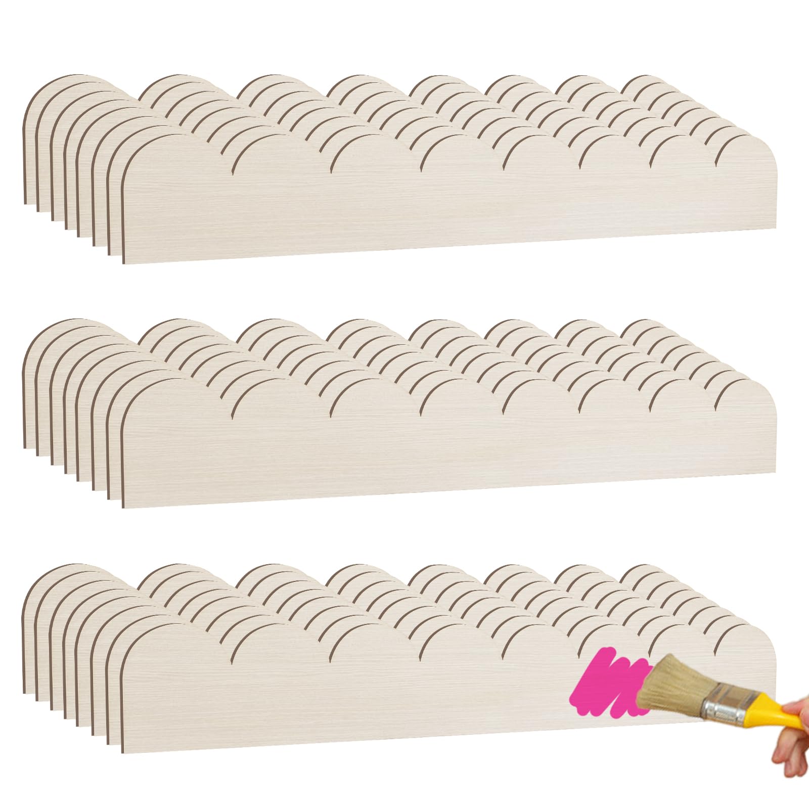 Scalloped Decorative Wood Trim Unfinished Scalloped Wood Molding DIY Wooden Moulding Trim for Home Wall Window Cabinet Shelf Door Frames Decoration (