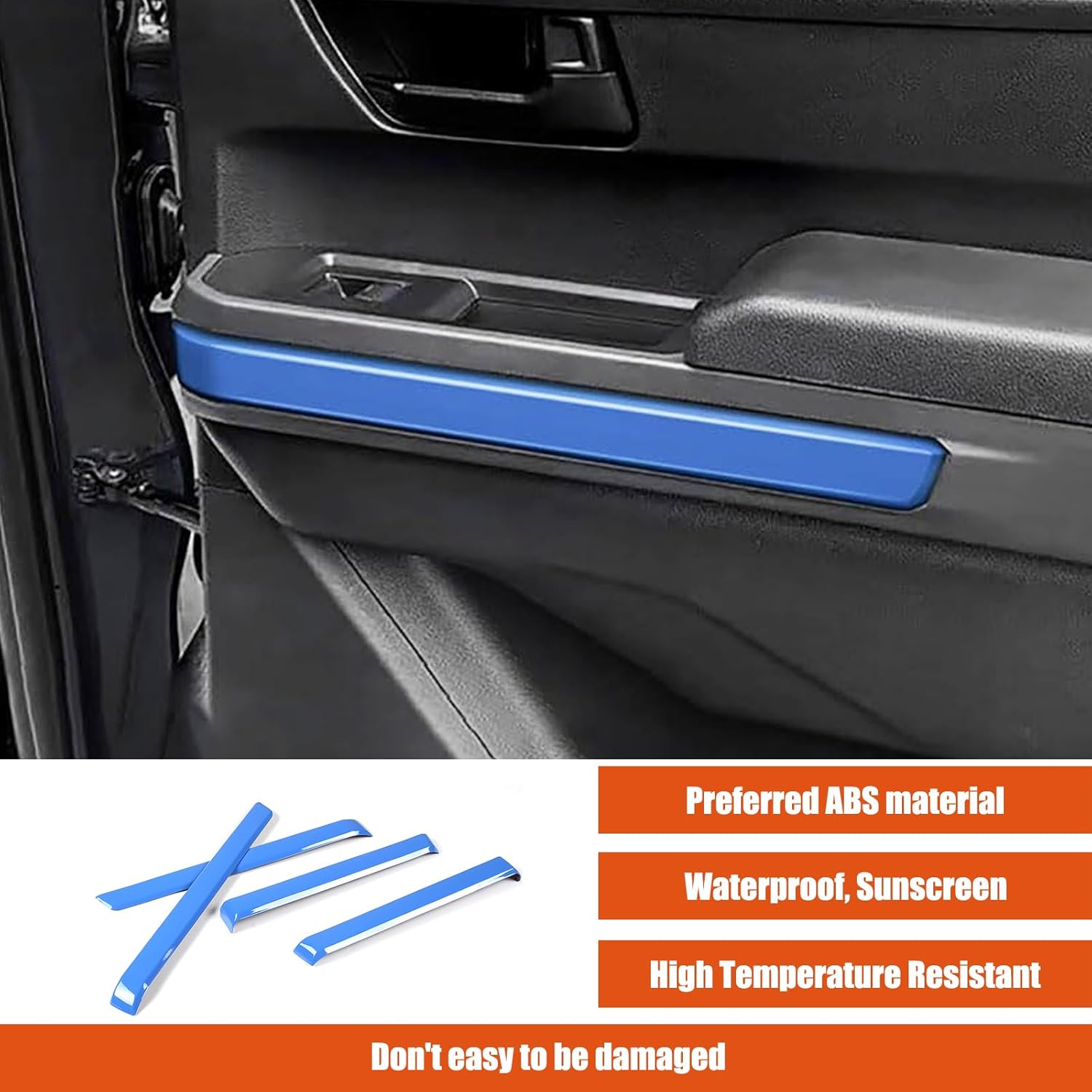 Car Interior Door Protector Trim Strip,Door Armrest Panel Cover Trim Compatible with Toyota Tacoma 2024 2025+ Not Fit TRD Version ABS Front Rear Interior Door Panel Trim Strip (Blue)
