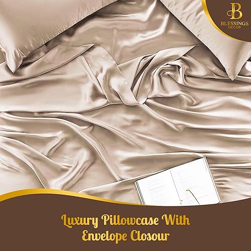 Miniatura 7 de Sábanas de algodón de alta calidad hotelera de 600 hilos, 100% tejido satinado, sábanas lisas con sábana elástica de bolsillo profundo con funda de