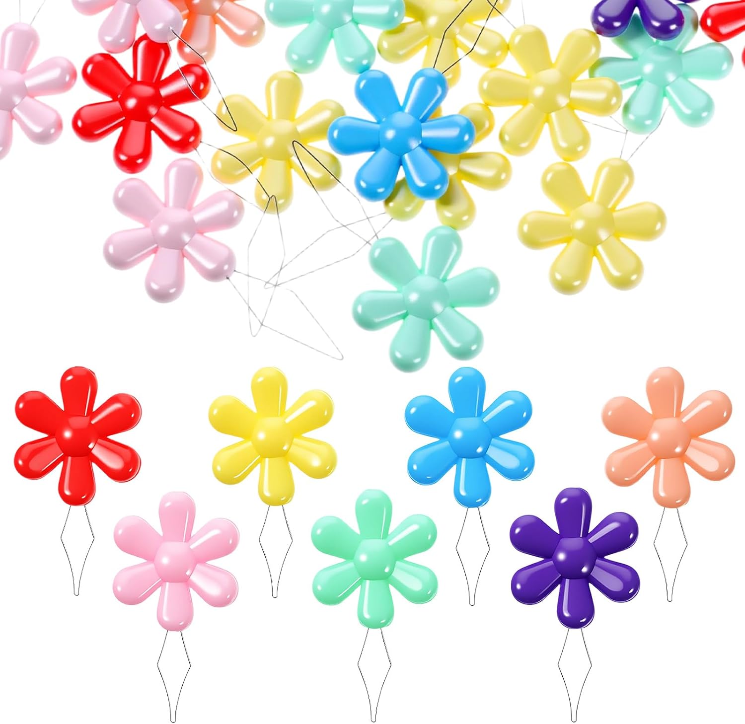Sibba Needle Threaders for Sewing Machine & Hand Sewing 30 PCS Colorful ABS Plastic Flower Head Needle Threader Easy Threading Tool for Embroidery Quilting Craft Jewelry Making Sewings Kit Accessories