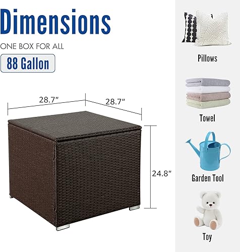 Miniatura 5 de Caja de cubierta de 88140 galones con forro interior, cajas de almacenamiento grandes de ratán 2 en 1, contenedor de mimbre para interiores y