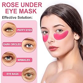 LAVONE Eye Mask - 15 Pairs Rose Under Eye Patches Skin Care Products - Eye Masks Skincare for Dark Circles and Puffiness, Reduce Wrinkles, Eye Bags and Fine Lines, for Women and Man, with Hair Clips