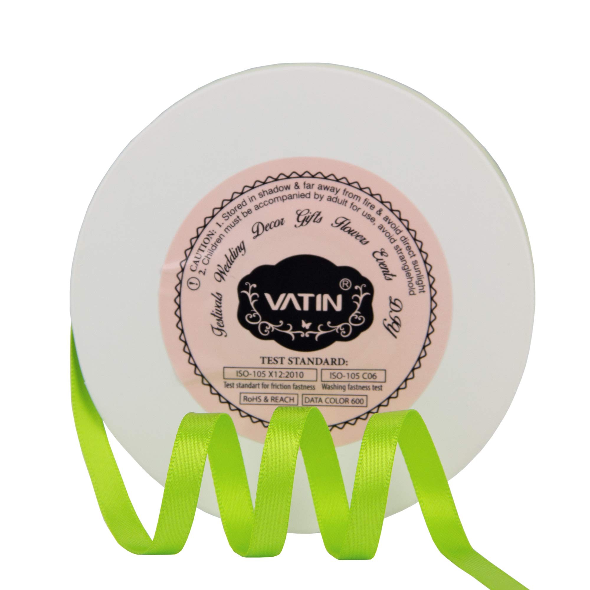 VATIN 6mm Double Faced Apple Green Polyester Satin Ribbon