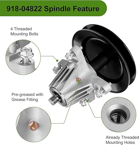 Miniatura 3 de Belleone 918-04822B Conjunto de husillo para tractor Craftsman Cub Troy Bilt Pony Bronco de 42 pulgadas, viene con todos los accesorios de montaje,