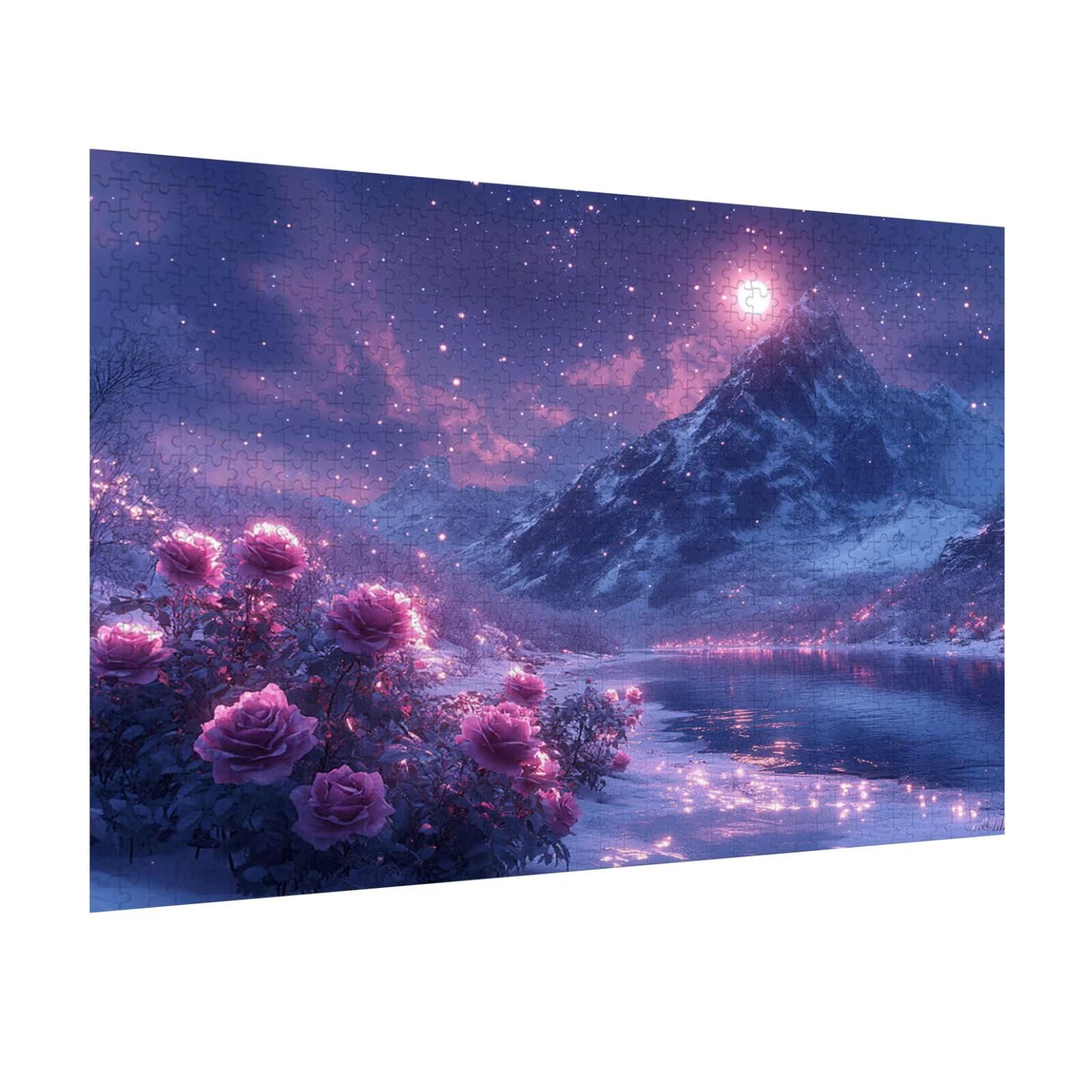 1500 sztuk puzzli dla dorosłych marzycielskie wymagające gry logiczne, n | Puzzle dla dorosłych Snow Mountain, litery z tyłu wskazówki, ciasne puzzle, dopasowanie, aktywność rodzinna, wystrój domu