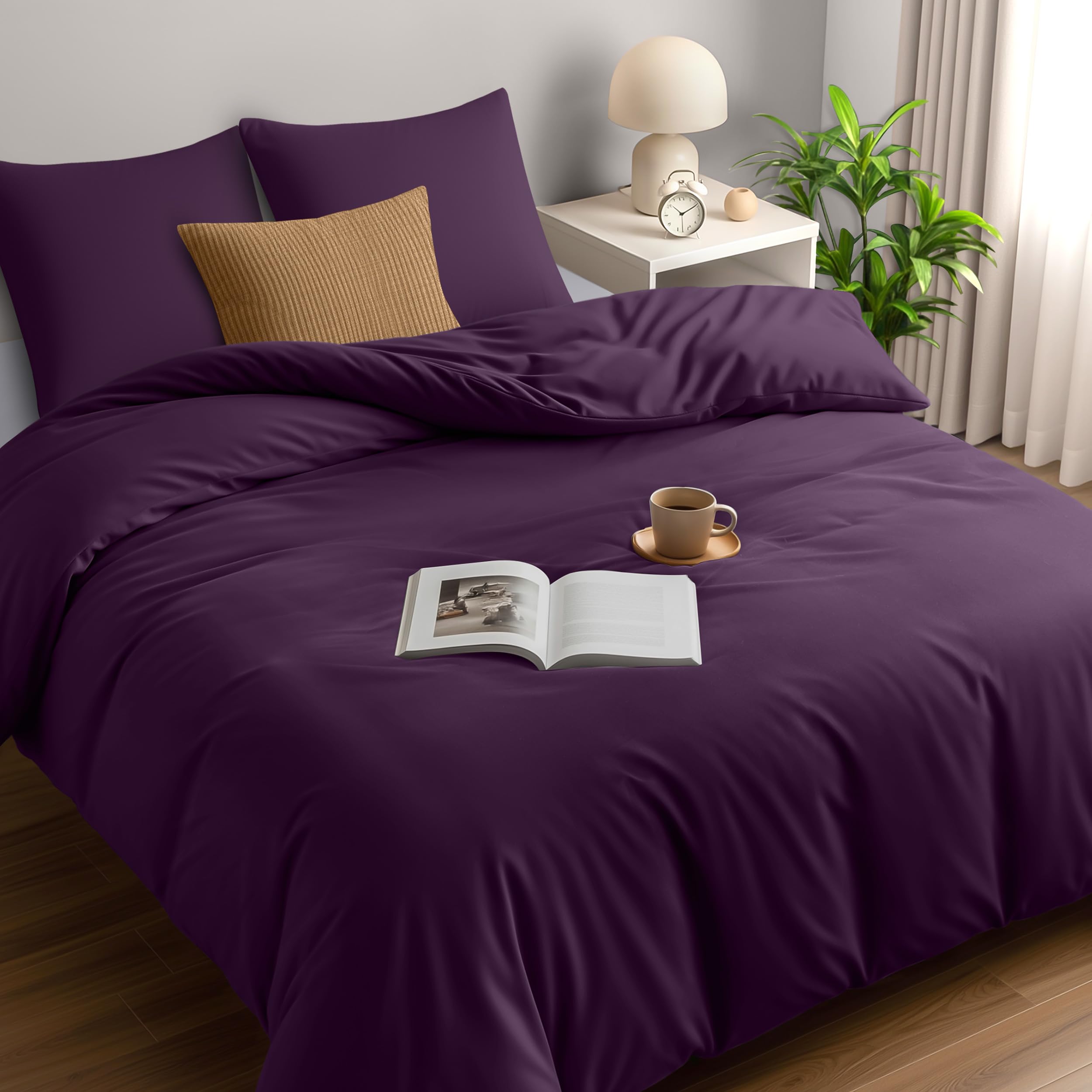 Utopia Bedding Bedding Set - Microfiber Duvet Cover 260x240 cm + 2 Pillowcases 65x65 cm - Purple โ image 1