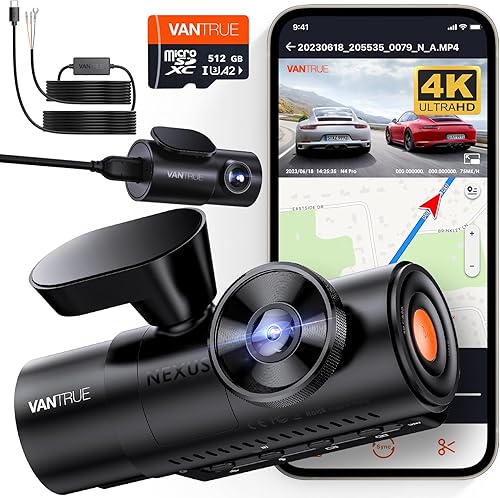 Paquete de 3 artículos Vantrue N4 Pro 4K 3CH + tarjeta SD de 512 GB + kit de cableado True 4K Wi-Fi de 3 canales, visión nocturna STARVIS 2 IMX678,