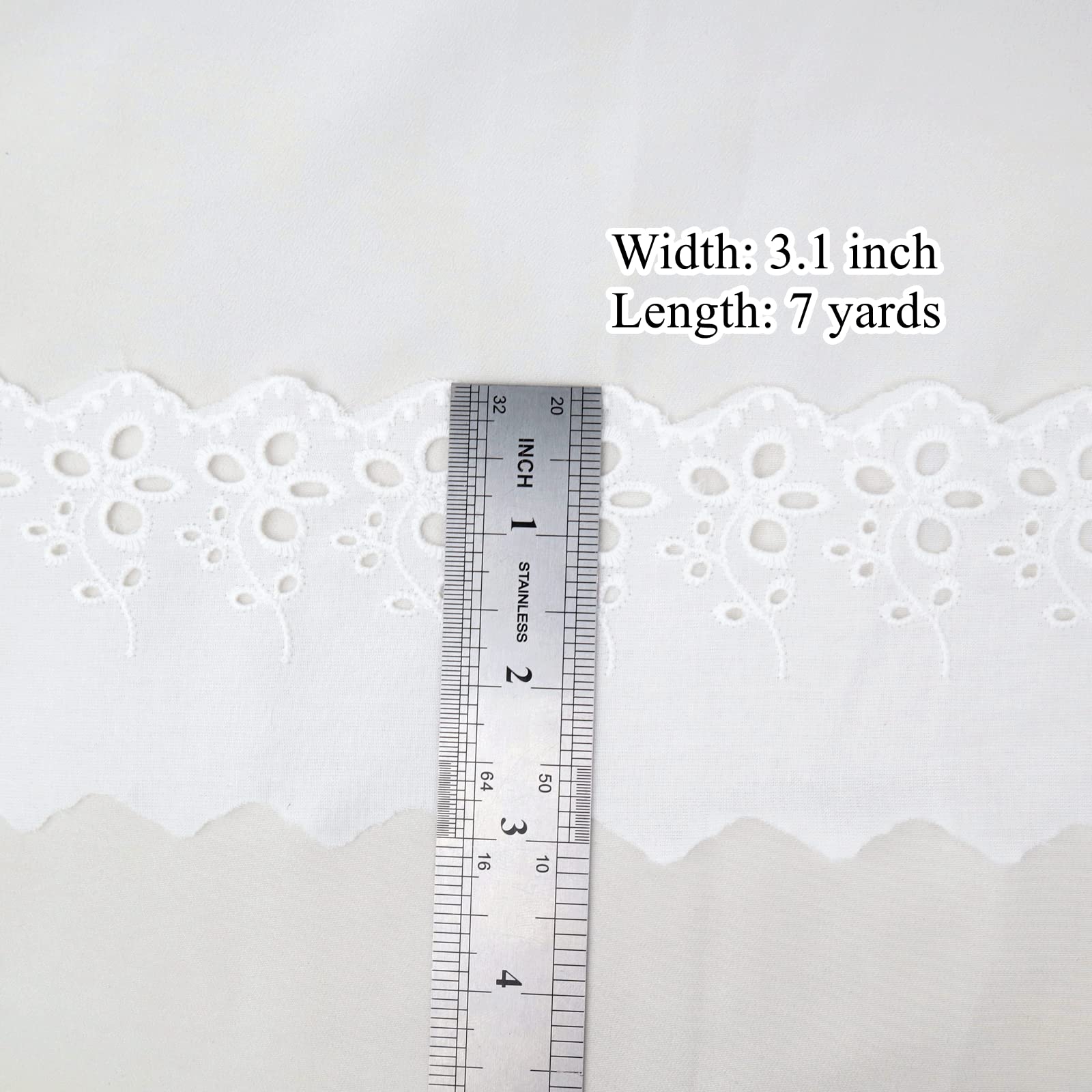 Rideau Dentelle MAYJOYDIY Bordure En Dentelle à œillets En Coton Blanc De  4,6 M De Large - 21 Cm De Large - Motif Floral Vintage - Pour Couture,  Travaux Manuels Crepe Dentelle, image size:1600x1600