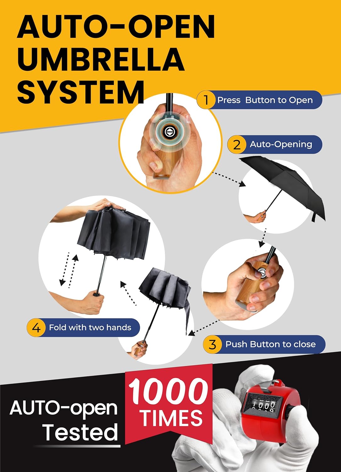 Raintrend Windproof Travel Umbrellas for Rain Automatic +10% Bigger Canopy Strong Frame Compact Folding Portable Umbrella for Women Men Backpack Purse - Image 4