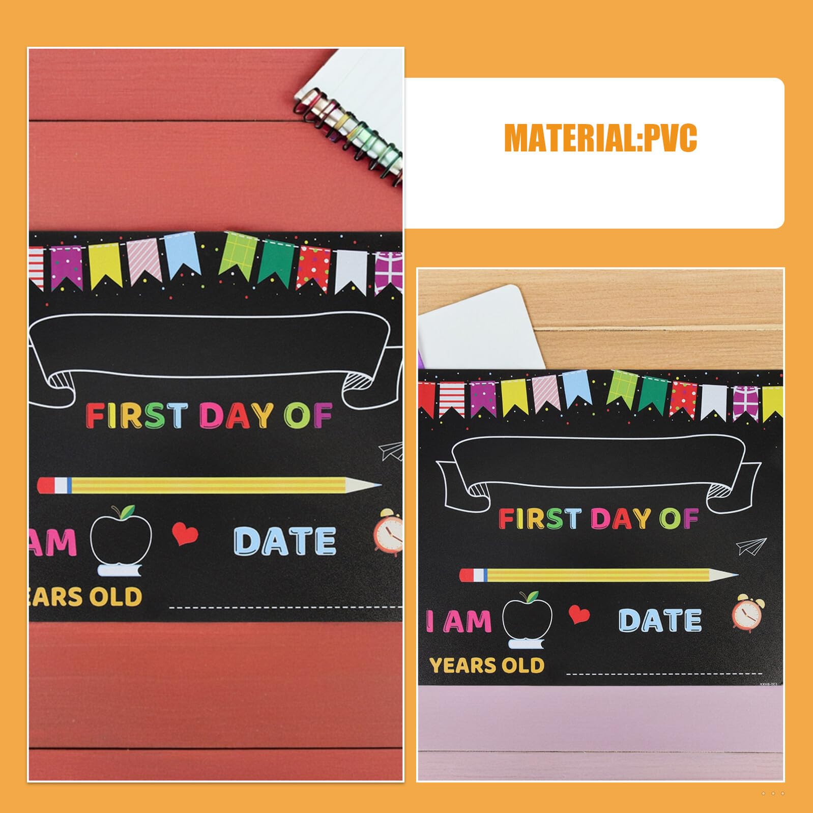 Lot de 2 Tableaux Noirs Réutilisables Rentrée Scolaire Surface Effaçable Lisse Format Compact Portable Panneau Souvenir pour Premier et Dernier Jour de Maternelle Accessoire