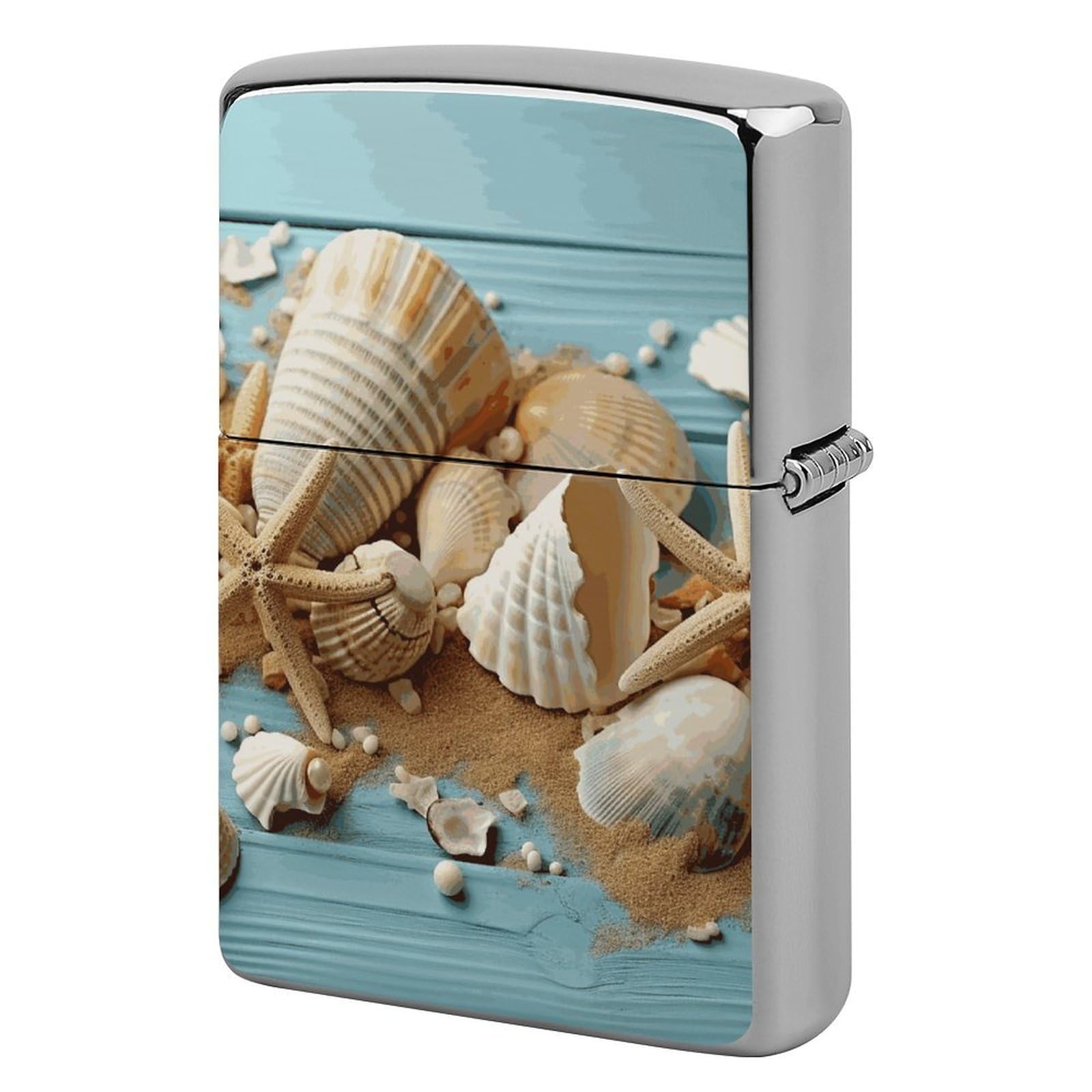 Beach Theme Seashells Lighter Case for Men, Personalized Lighter Cover for Valentine's Day Gifts, Flip-Top Lighters Shell for Outdoor, Portable Lighters Protective Sleeve
