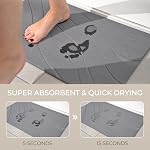 Maison - Tapis de bain en pierre | Super absorbant, séchage rapide, antidérapant | Tapis de bain modernes en diatomite | Fabriqué en terre diatomée naturelle | Absorbe l'eau instantanément | Design Flow | Couleur graphite