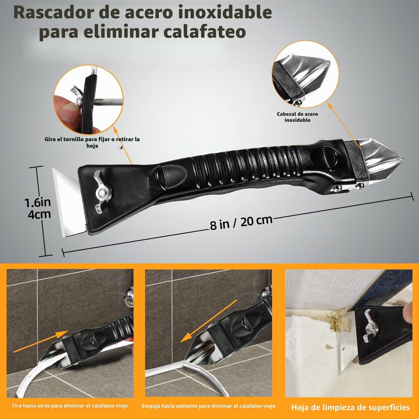 Kit de Herramientas de Eliminador de Sellantes, Removedor de Sellador y Masilla y Lechada, Eliminador de Silicona Para Juntas, Herramienta Para Calafatear Rascador Para Eliminar Silicona Persistente