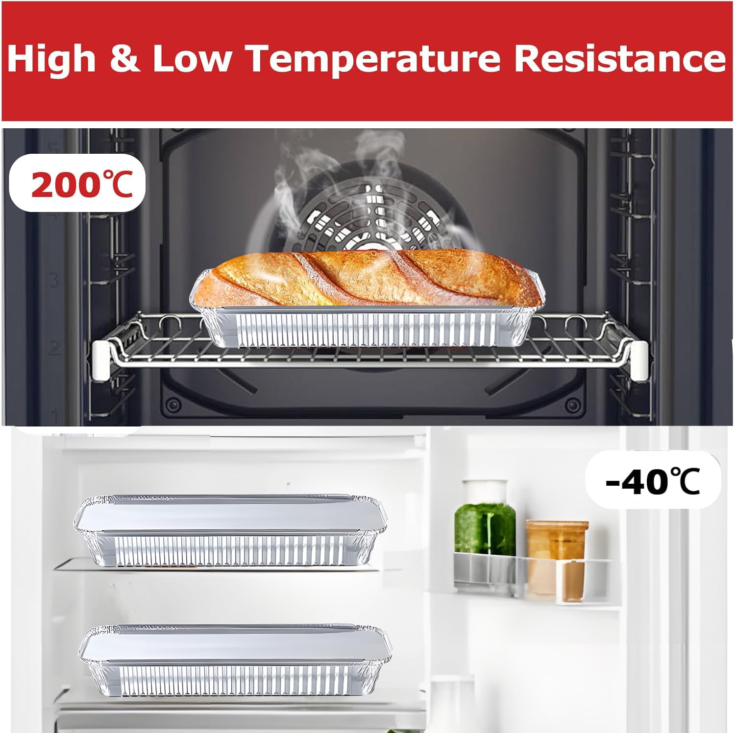 20 Pièces Barquette Aluminium avec Couvercle,35x12x5.3cm,1350ml Barquette Alimentaire Barbecue pour Cuisiner,Griller,Cuire.
