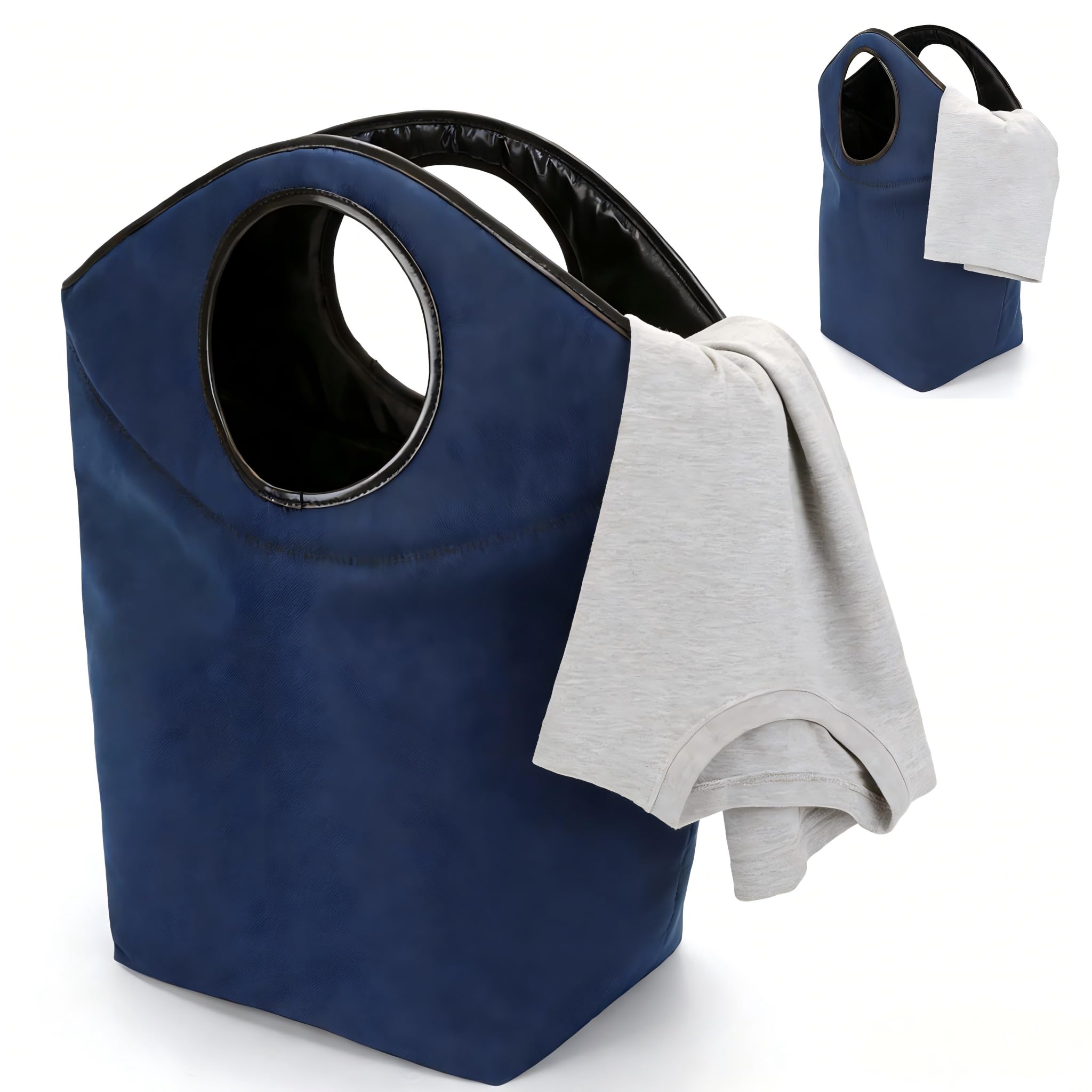 90L Foldable Laundry Basket with Soft Padded Handle, 22"x21"x12" Large Capacity Oxford Fabric Storage Hamper, Collapsible Portable Laundry Bag for