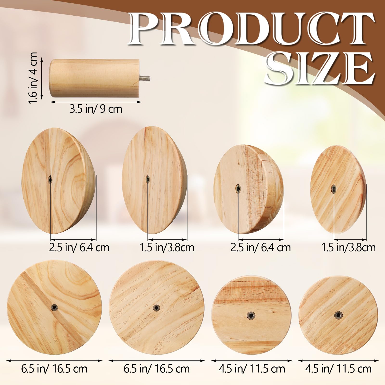 Doublefill 4 Pack Pottery Molds 4.5'' 6.5'' Thickness 2.5'' Plaster Molds Wood Pottery Tools with Handle for Ceramic Top Forms DIY Bowls Plate Dish Slump Press Art Making