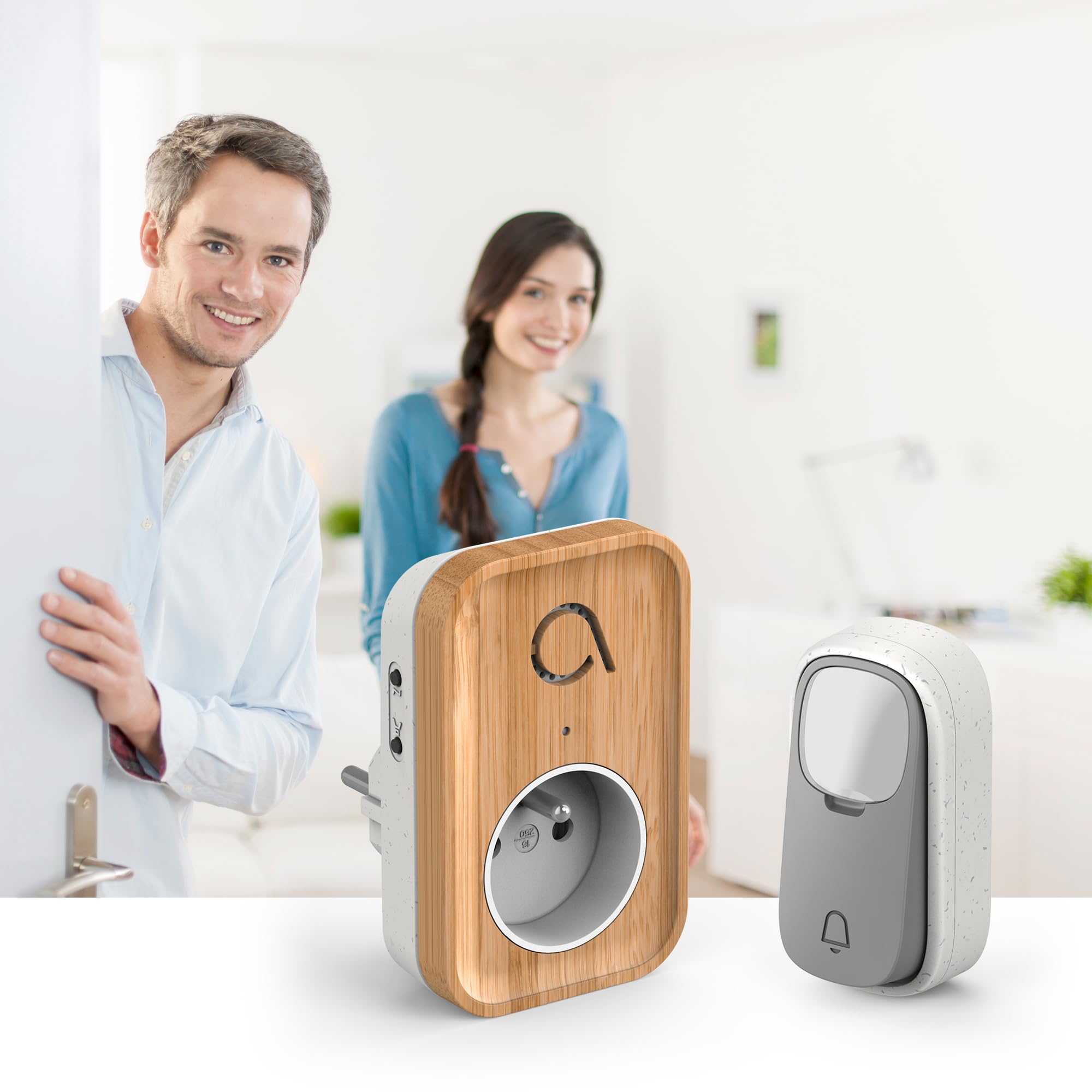Avidsen - Carillon sans fil sans pile branchement sur prise 230 V technologie Kinétic Bamboo Plug - Avidsen - 102513