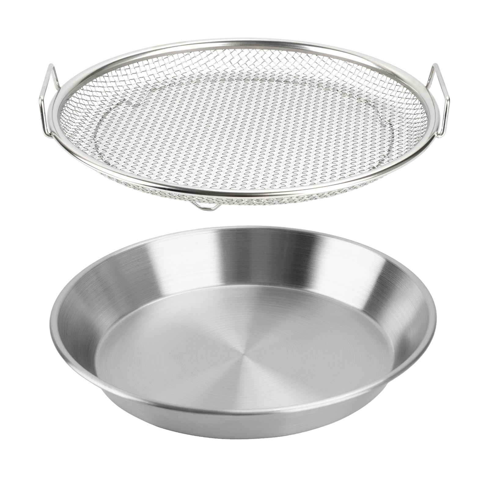 Oil Filter Tray, Stainless Steel Mesh Drain Basket Colanders Air Fryer Accessories for Fried Food Draining Rack Barbecue Grill Tray Net Draining Pan Strainer for Vegetable Dessert (9.5 Inch)