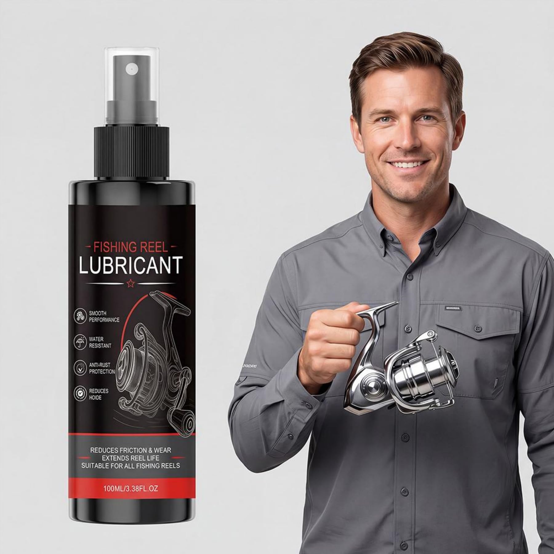 100ml Fishing Reel Lubricant,Fishing Reel Cleaner Spray,Long Lasting Protection,Smooth Performance,Water Resistant,Anti-Rust,Reduces Noise,Extends Gear Life