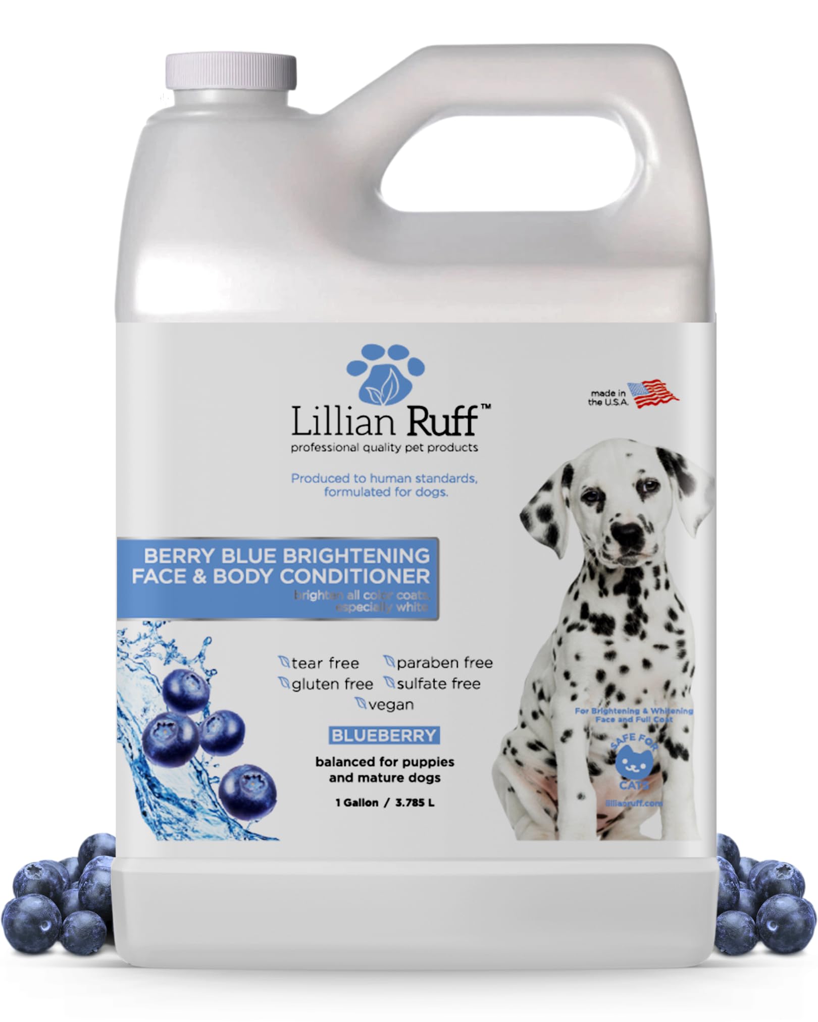 Lillian Ruff PRO Formula Berry Blue Brightening Dog Conditioner - Professional Whitening Conditioner, Hydrate Dry Skin, Soften, Detangle, Restore