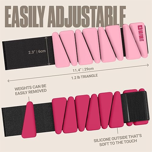 Miniatura 4 de SPORTBIT Pesas de muñeca para mujer, par de pesas de silicona curada con platino de 1 libra para muñeca y tobillo, ajustables, duraderas, diseño