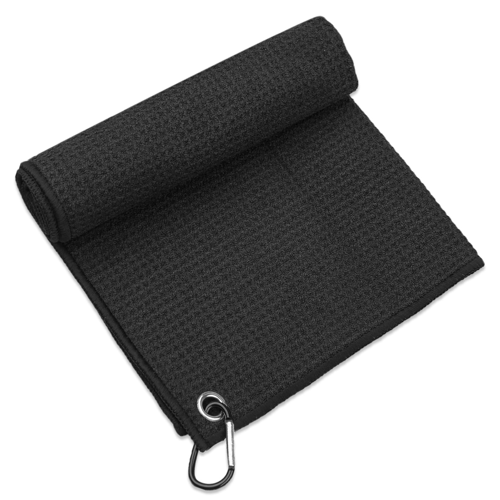 Asciugamano da Golf in Microfibra 40x40cm con Moschettone Nero