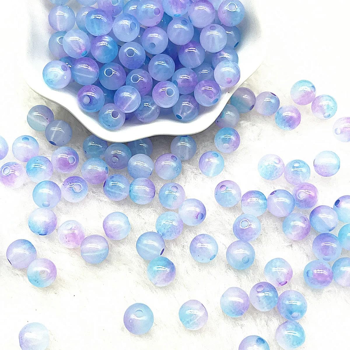 HUIOYG 50pcs 8mm Double Acrylic Beads Loose Spacer Beads for Jewelry Making