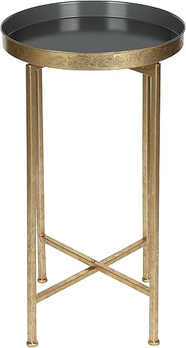 Miniatura 10 de Kate and Laurel Celia - Mesa redonda plegable de metal, Metal, NegroDorado