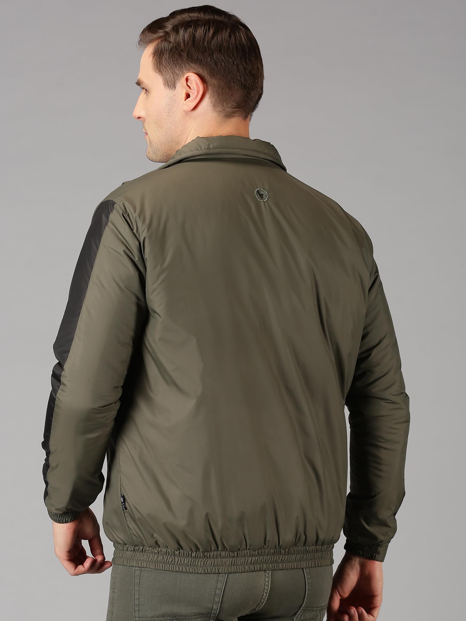 VROJASS Full Sleeve Solid Men's Sleeve Combination Bomper Jacket (M, Olive Green)(VROBJF-OL_SB-M)