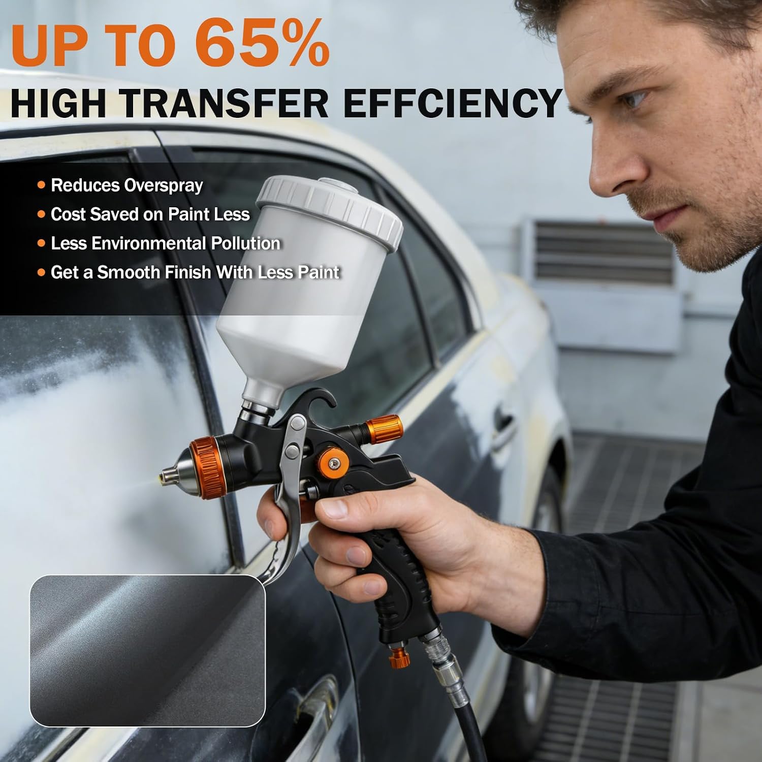 Professional HVLP Air Spray Gun Kit Gravity Feed Paint Sprayer Guns with 1.4, 1.7, 2.0mm Nozzles 20oz 600cc with Gauge for Auto Paint, Primer, Clear/Top Coat & Touch-Up (Not Suitable for Latex Paint)