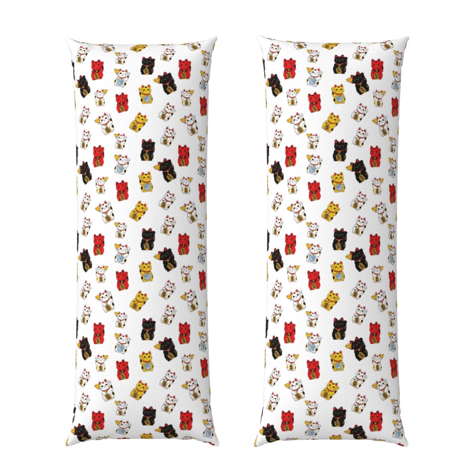 Body Pillow Cover 20x54 Inch, Japanese Cute Lucky Cats, Soft Long Pillowcase with Hidden Zipper, Breathable Cushion Protector for Bed Couch Sofa Home