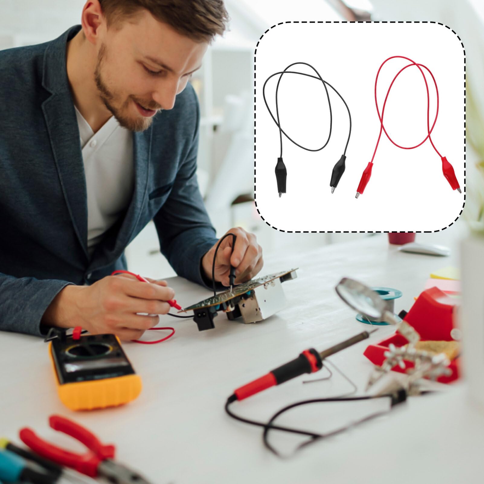 ARTIBETTER Red Black Interconnect Circuit Wire Kit, 10pcs 50cm Double Head Electrical Cable Copper Wire Cable for Physics Lab Electricity Connection Demos Teaching