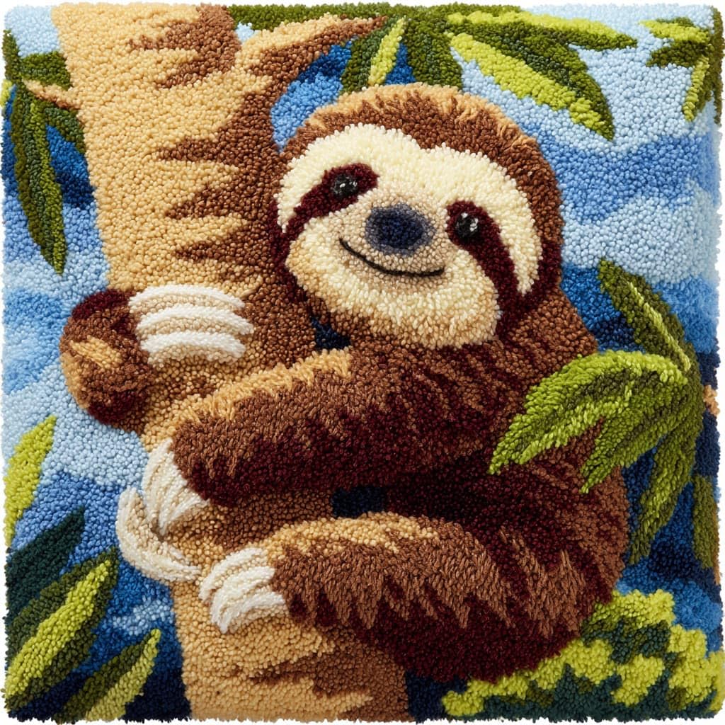 Henypt DIY Latch Hook Pillow Kit, Sloth